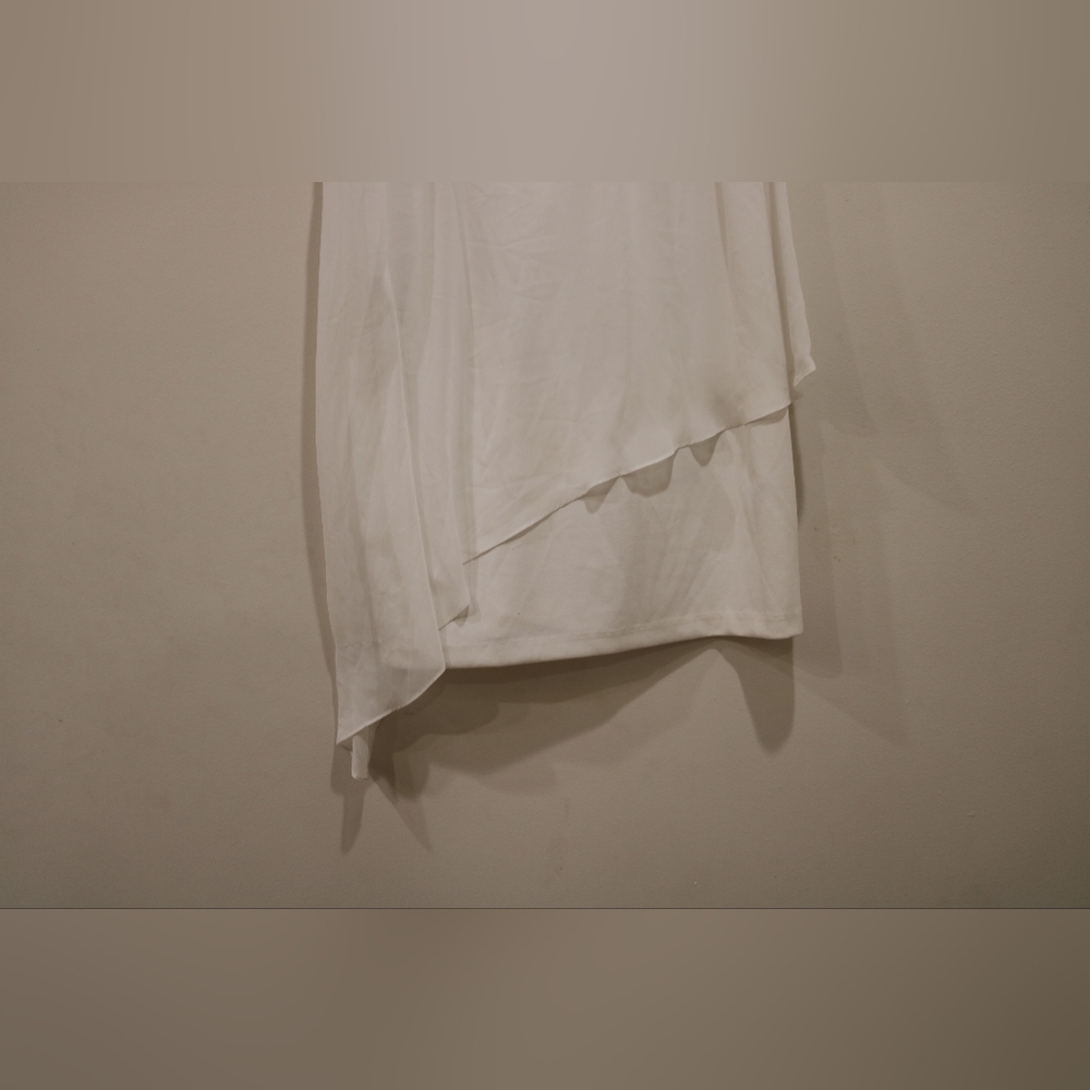 Connected Apparel Sleeveless Bead Chiffon Shift Dress Ivory - Picture 3 of 11